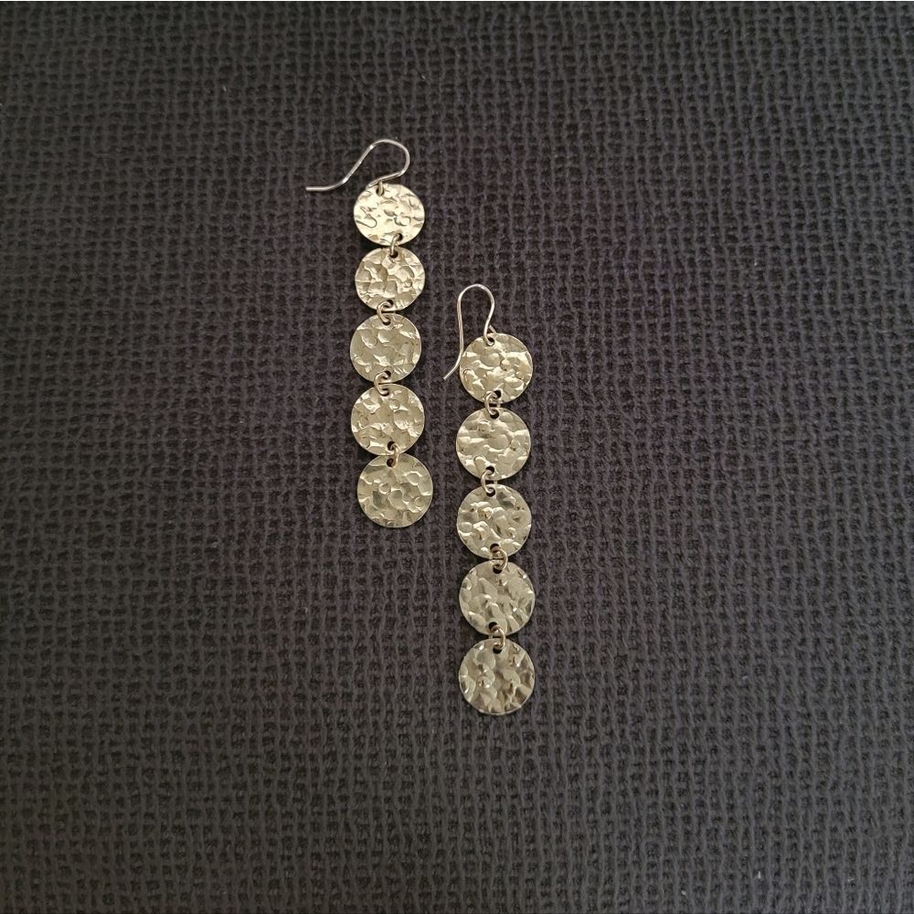 Gold💛 Filled Hammered🔨 Quintuplet5️⃣ Disc📀 Earrings - NWOT
